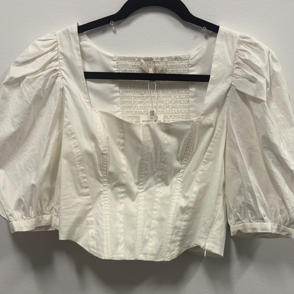 Wayf Cream Puff Sleeve Crop Top